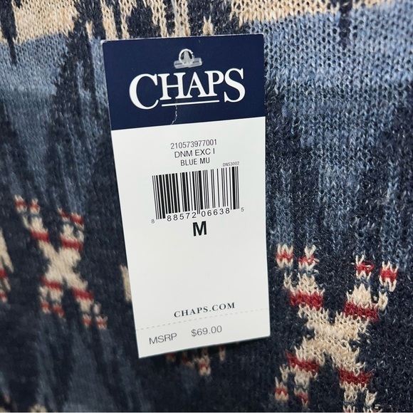 NWT Chaps Red and Blue Southwestern Tribal Long Sleeve Crew Neck Pullover Size M - Picture 4 of 11